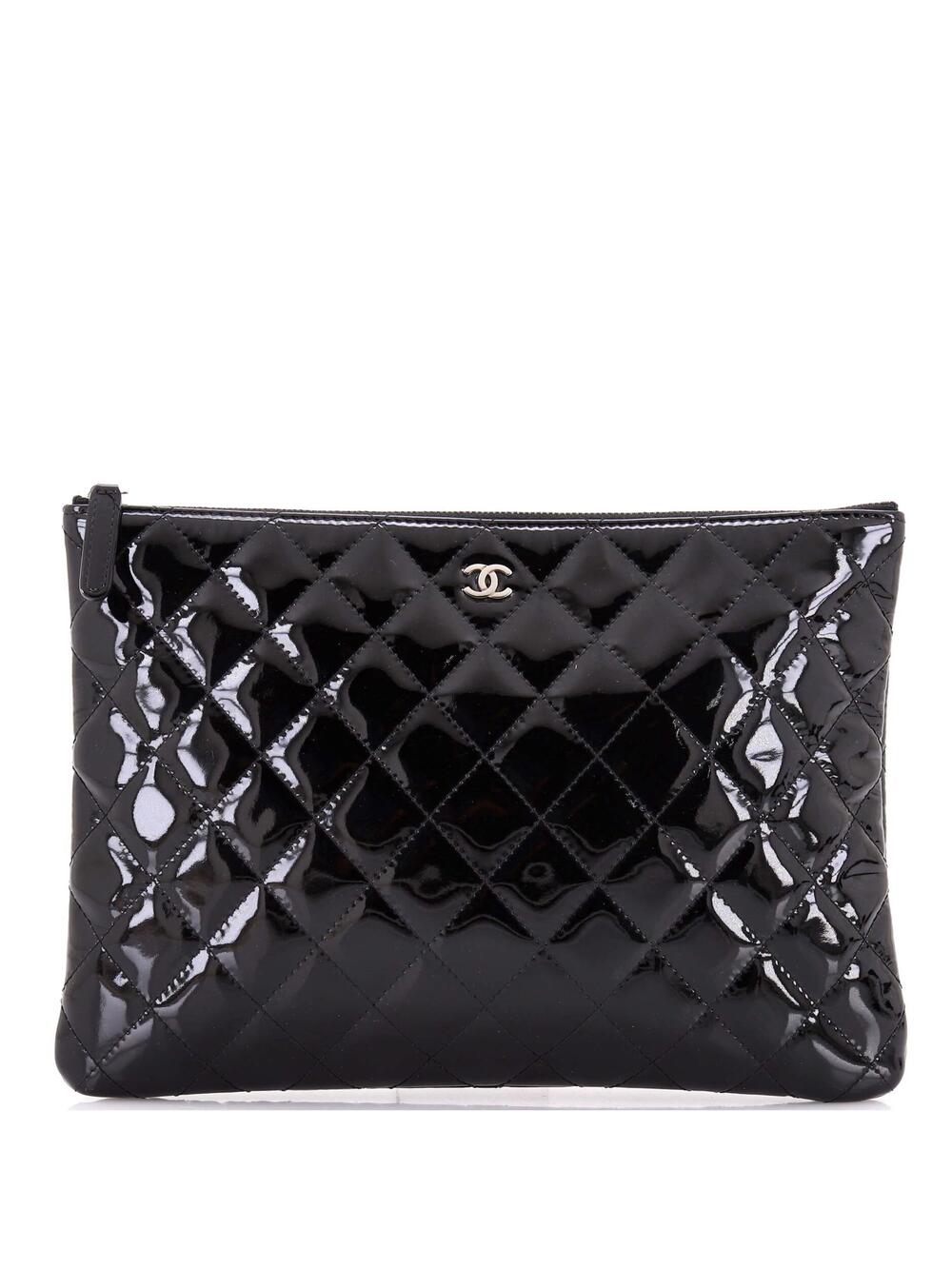 Chanel O Case Clutch Quilted Patent #340339C11B
